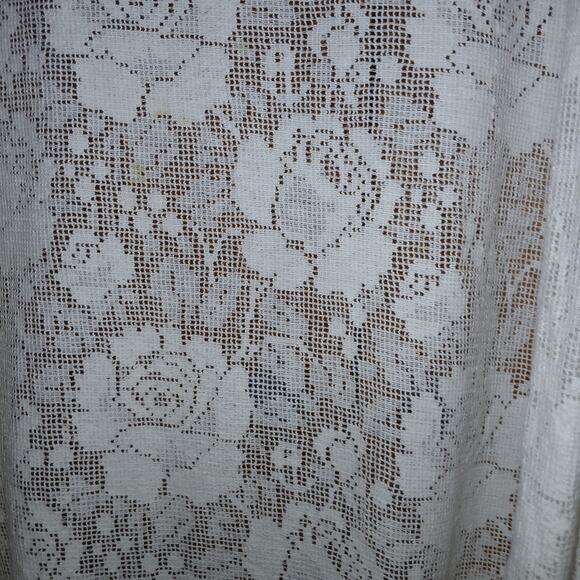 Ultra Pink - Cream Open Front Lace Top/3/4 Sleeves/Knee Length/Bottom Fringe/1X - Picture 4 of 5